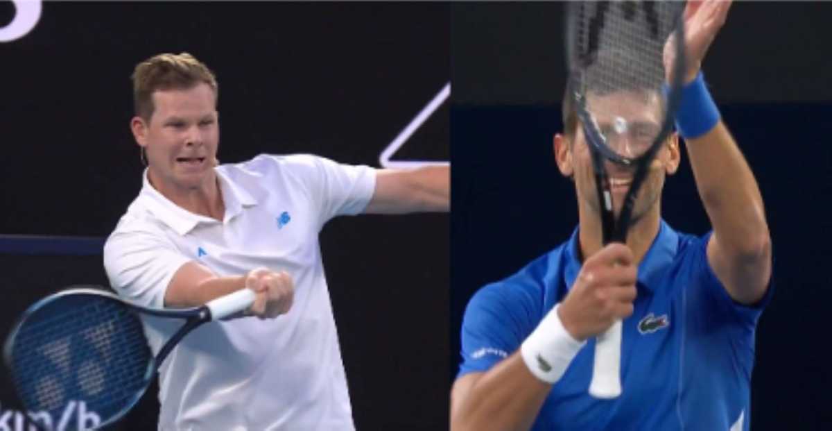 Aussie Cricket Champion Steve Smith Stuns Novak Djokovic With Impressive Return Serve