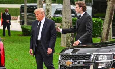 Donald Trump And Barron Trump Attend Funeral Of Melania Trump's Mother In Palm Beach