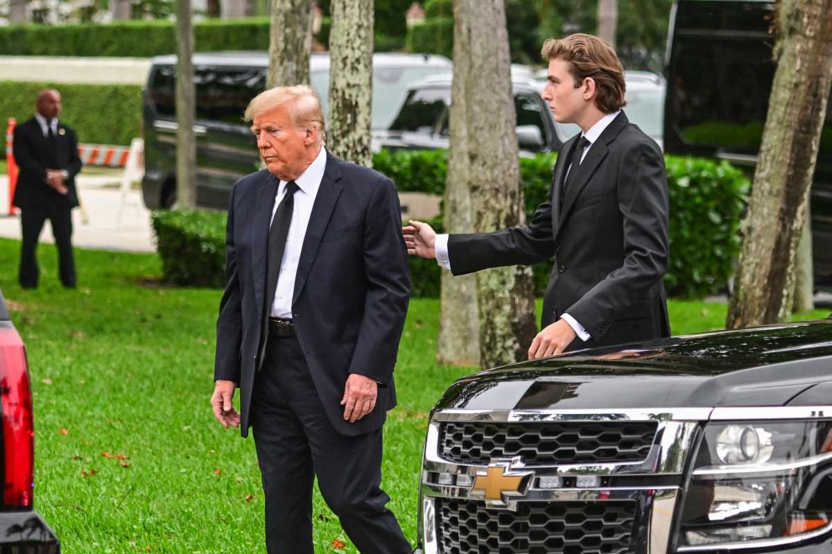 Donald Trump And Barron Trump Attend Funeral Of Melania Trump's Mother In Palm Beach