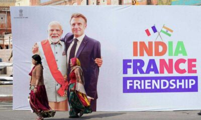 French President Emmanuel Macron Arrives In India For Republic Day Celebrations