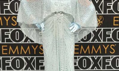 Joan Collins Stuns At 2023 Emmy Awards In Sparkling Blue Gown