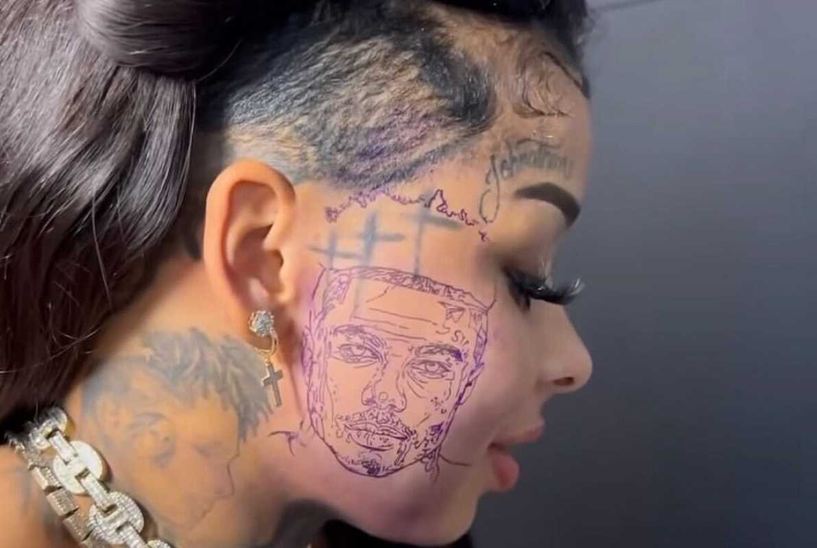 Rapper Chrisean Rock Gets Face Tattoo Of Blueface, Pleads For His Release From Jail