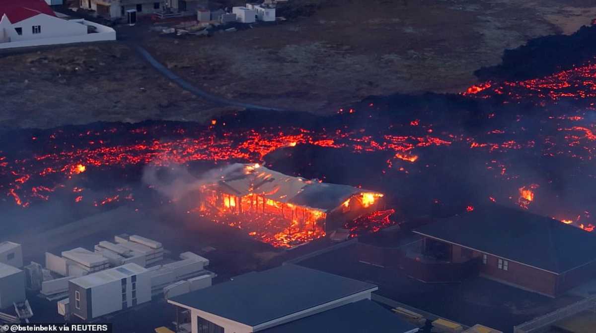 Volcanic Eruption Engulfs Homes In Iceland's Grindavik