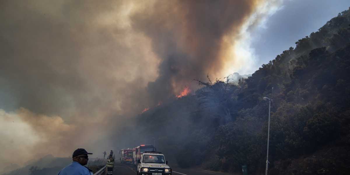 Firefighters Battle Wildfire Near Kalk Bay In Western Cape