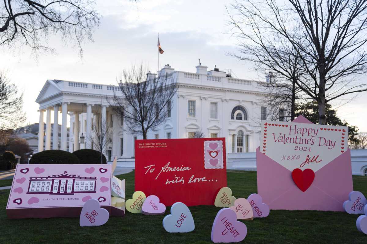 First Lady Jill Biden Sends Valentine's Love To America With Art Display