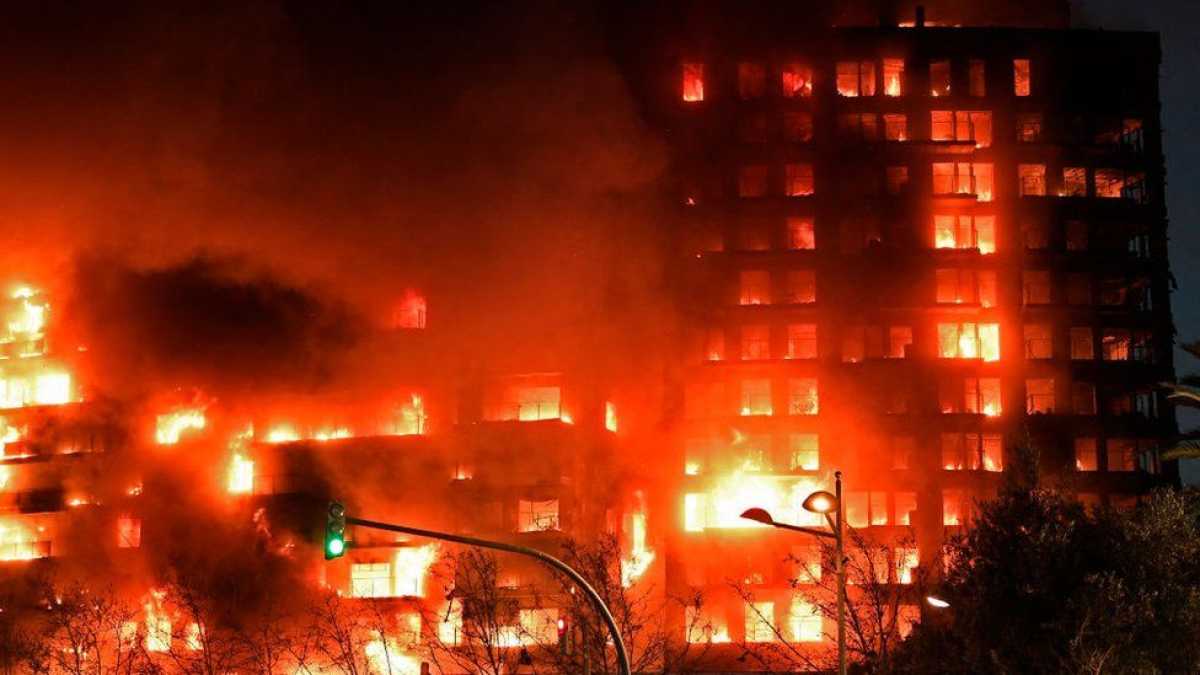 Massive Fire Engulfs Apartment Blocks In Valencia, Spain