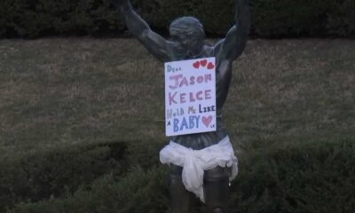 Philadelphia's Rocky Statue Transformed Into Valentine Message For Eagles' Jason Kelce