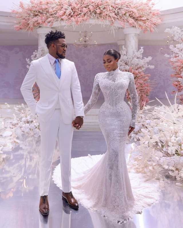 Veekee James And Femi Exchange Vows In Spectacular White Wedding Ceremony