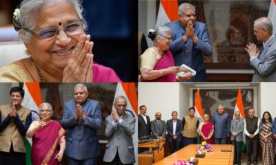 Author Sudha Murty Oath Taking Ceremony In Rajya Sabha With Narayana Murthy