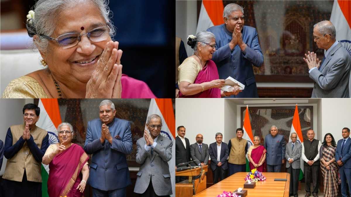 Author Sudha Murty Oath Taking Ceremony In Rajya Sabha With Narayana Murthy