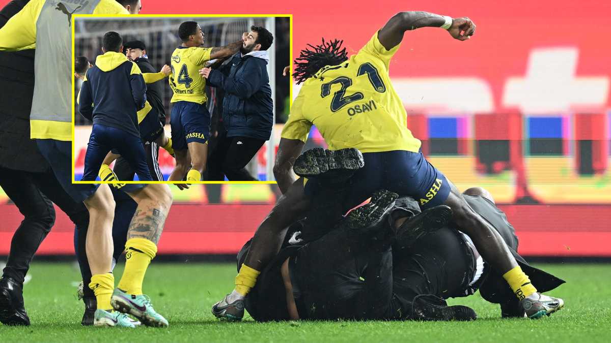 Chaos In Turkish Super Lig As Fenerbahce Player Subdues Pitch Invader