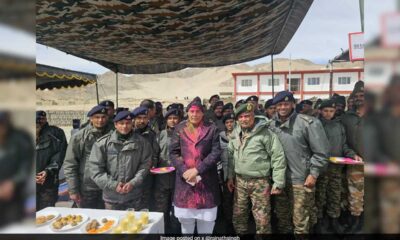 Defence Minister Rajnath Singh Celebrates Holi With Armed Forces In Leh