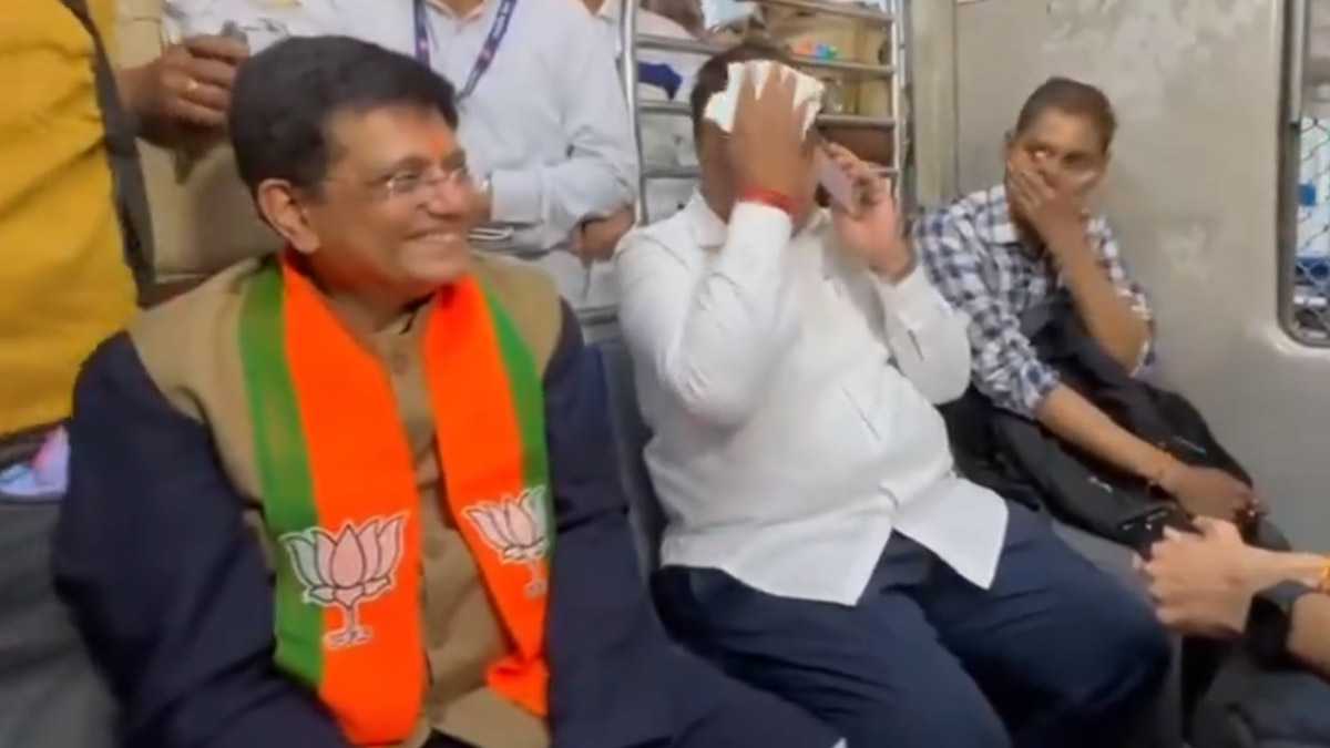 Union Minister Piyush Goyal's Spiritual Journey In Mumbai Local Train Goes Viral