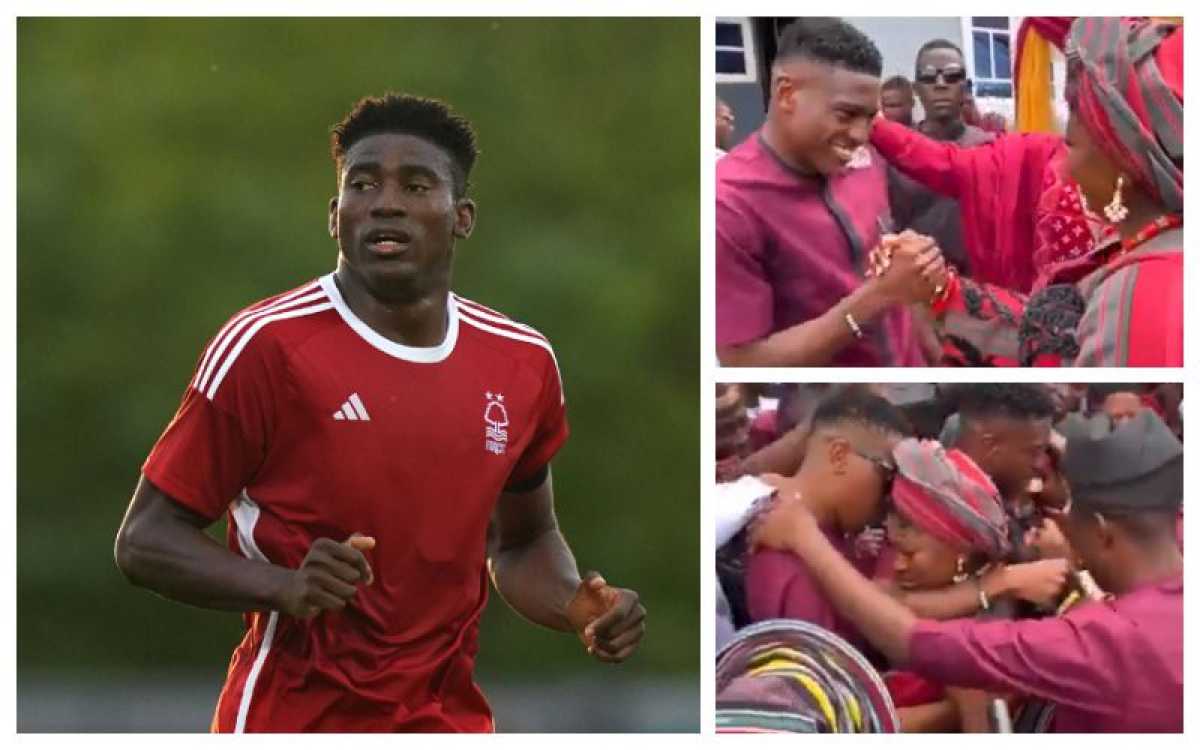 Nottingham Forest Striker Taiwo Awoniyi's Emotional Moment At Twin Sister's Wedding Goes Viral