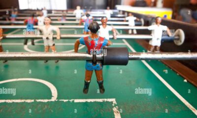 Barcelona Football Players Playing Table Football