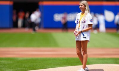 Hawk Tuah Girl Throws First Pitch At Mets Game