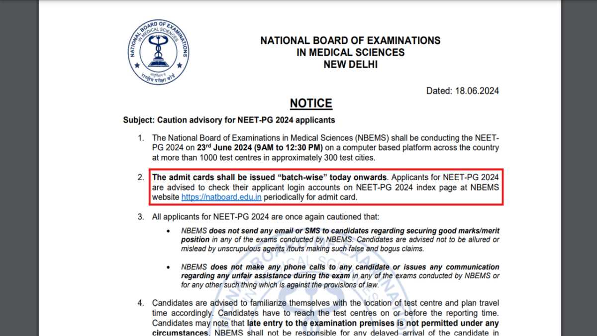 Neet Pg 2024 Admit Cards Released Today