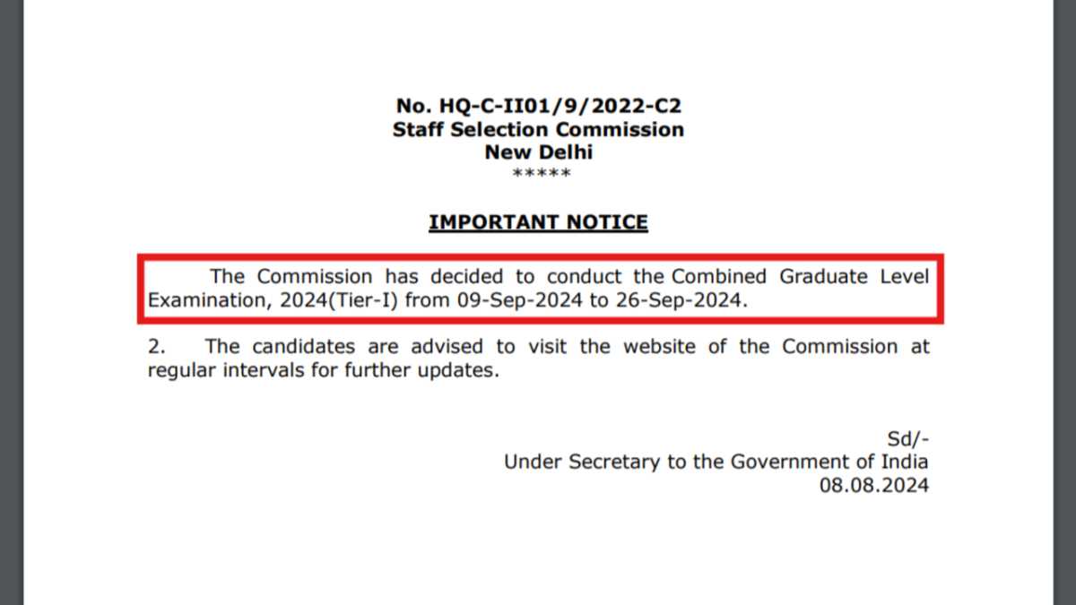 Ssc Cgl Tier 1 Exam Dates Announced For September 2024