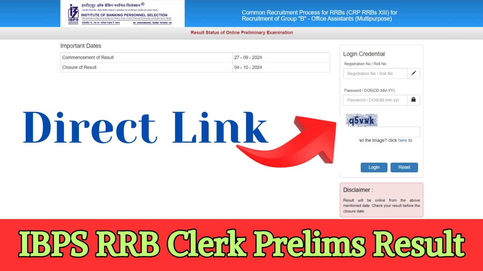 Ibps Rrb Clerk Result 2024