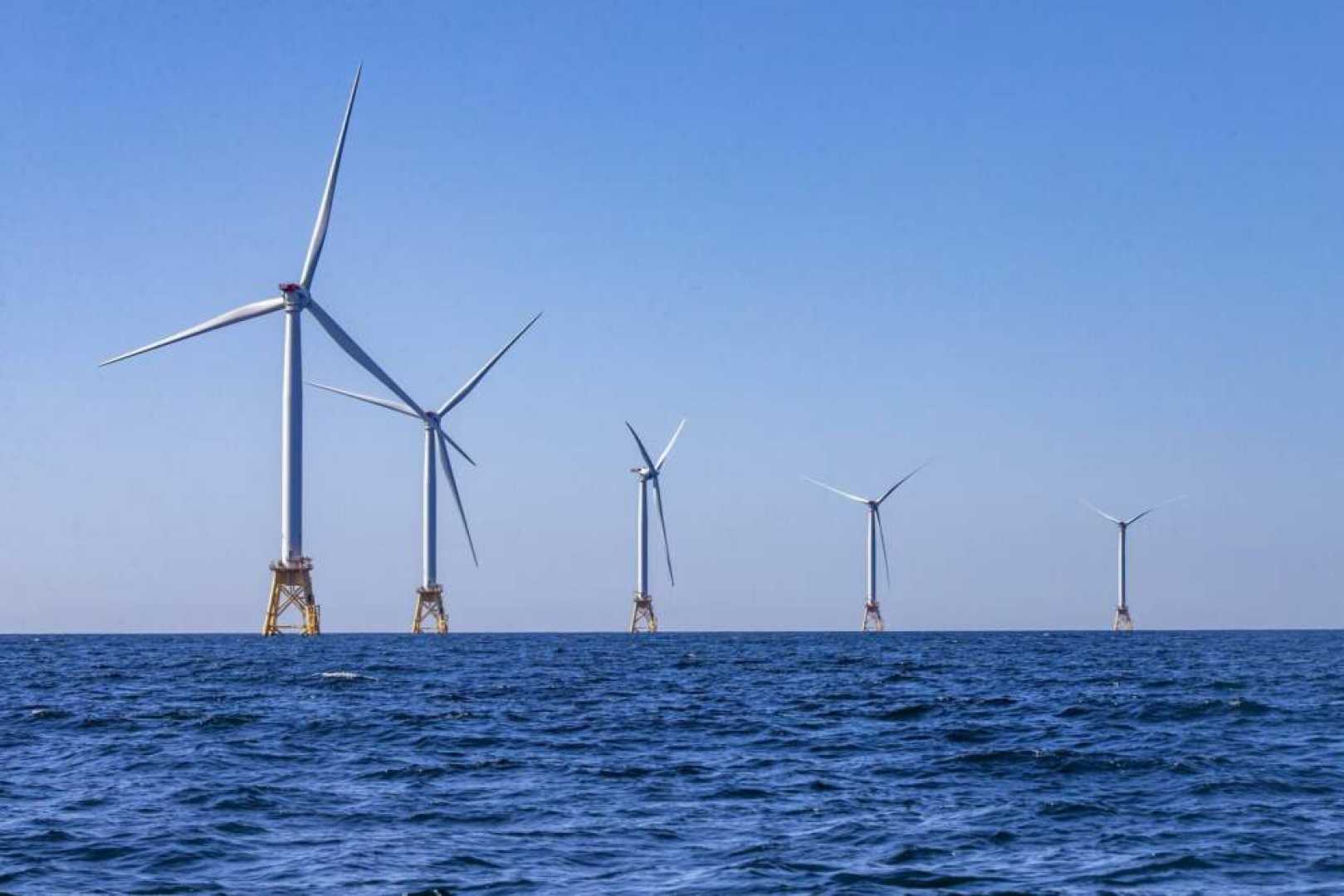 Nantucket Beach With Wind Turbines