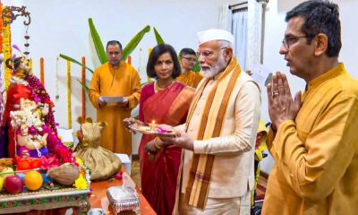 Pm Modi Cji Residence Ganesh Puja