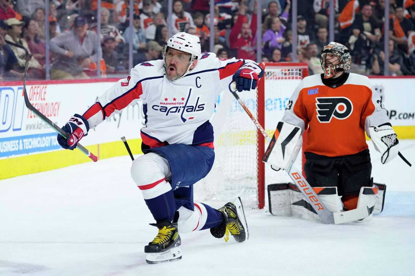 Alex Ovechkin Scoring A Goal Against Nhl Goalies