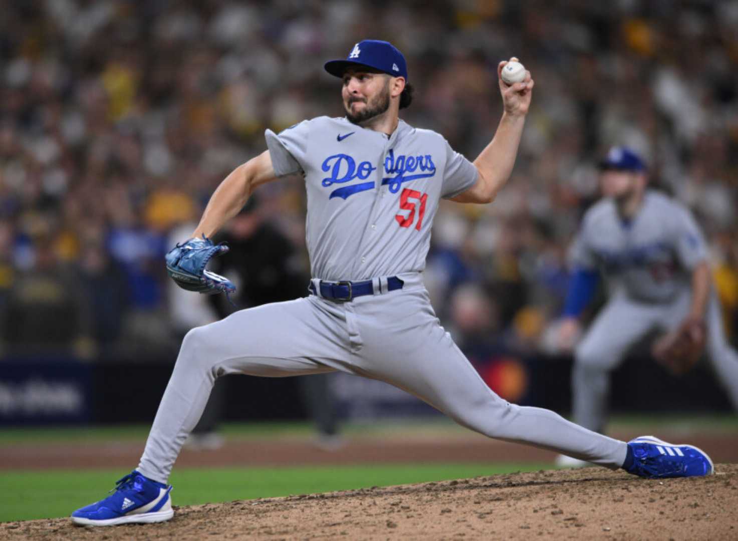 Alex Vesia Pitching For The Los Angeles Dodgers In Nlds Game 4