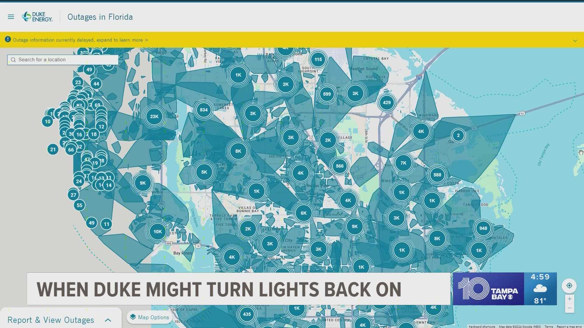 Duke Energy Florida Power Outage Map Hurricane Milton