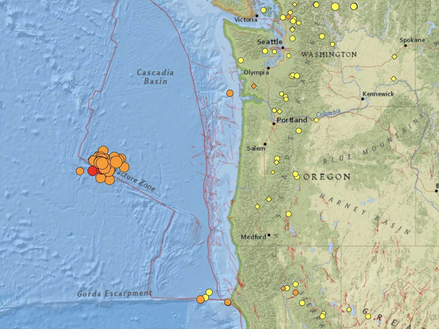 Earthquake Off Coast Of Oregon