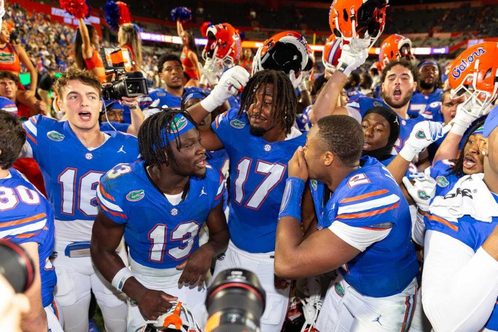 Florida Gators Football Team Celebrating Victory Over Kentucky