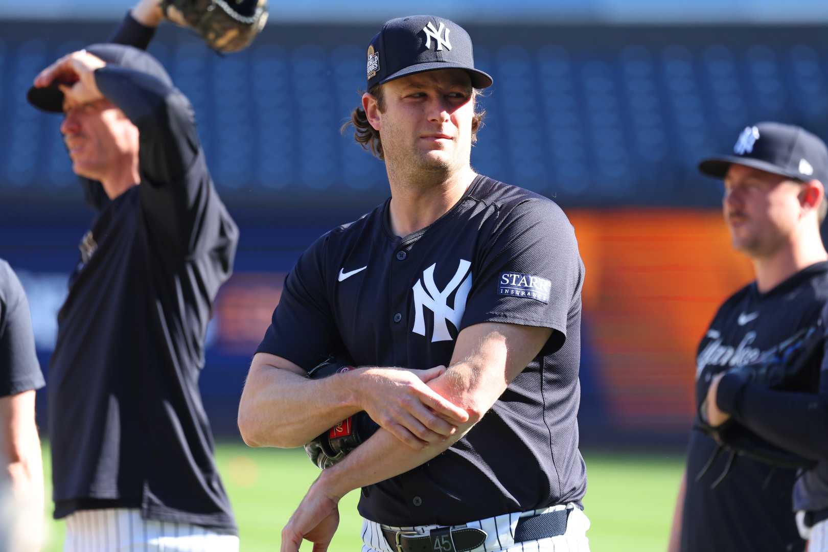 Gerrit Cole Pitching For The New York Yankees In The World Series