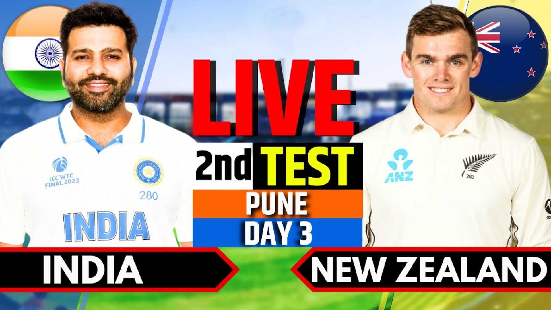 India Vs New Zealand 2nd Test Day 3 Cricket Match