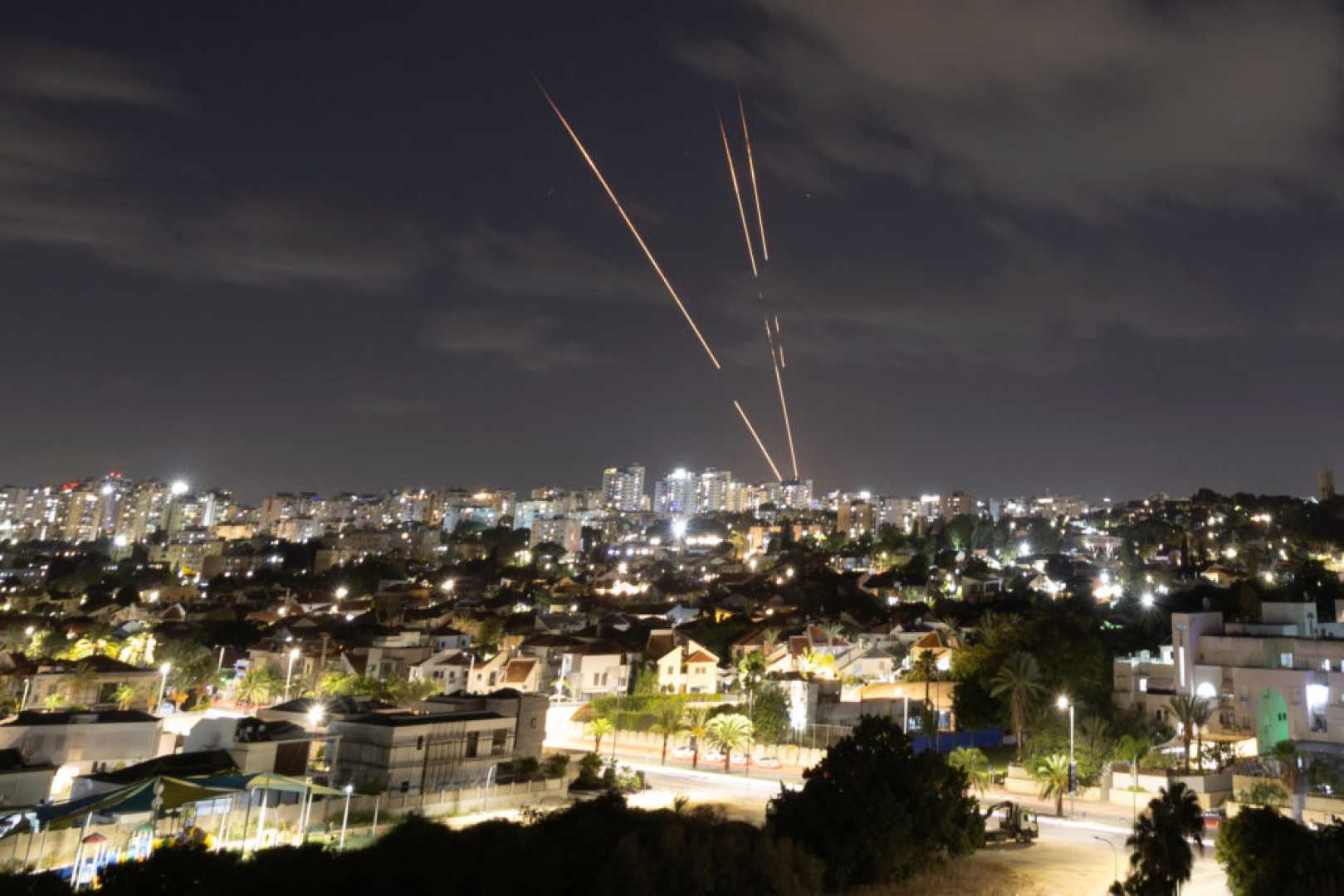 Israel Iron Dome Intercepting Missiles