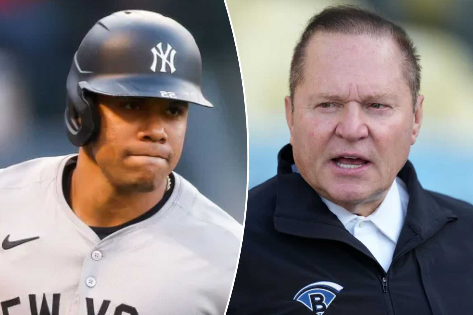 Juan Soto In Yankees Uniform With Scott Boras