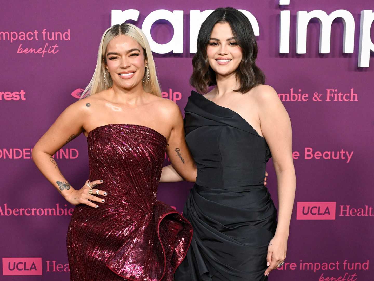 Karol G And Selena Gomez At Rare Impact Fund Benefit Gala