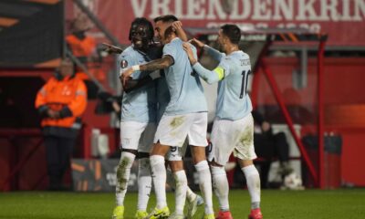 Lazio Fc Players Celebrating A Goal In The Europa League