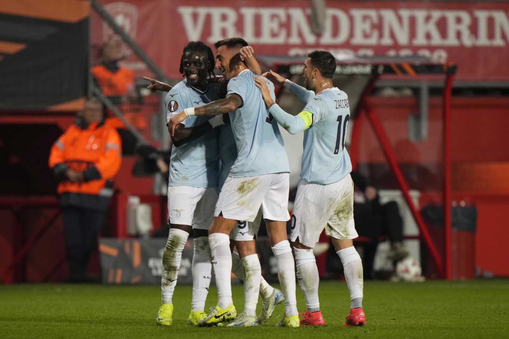 Lazio Fc Players Celebrating A Goal In The Europa League