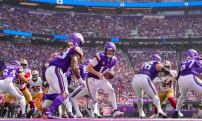 Minnesota Vikings Sam Darnold Celebrating A Touchdown