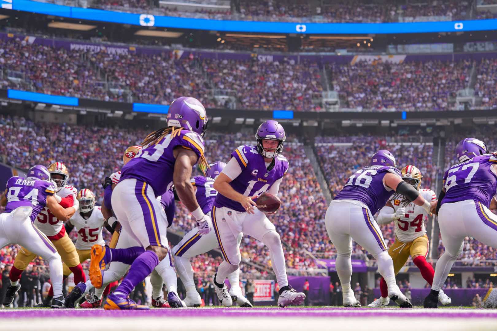 Minnesota Vikings Sam Darnold Celebrating A Touchdown