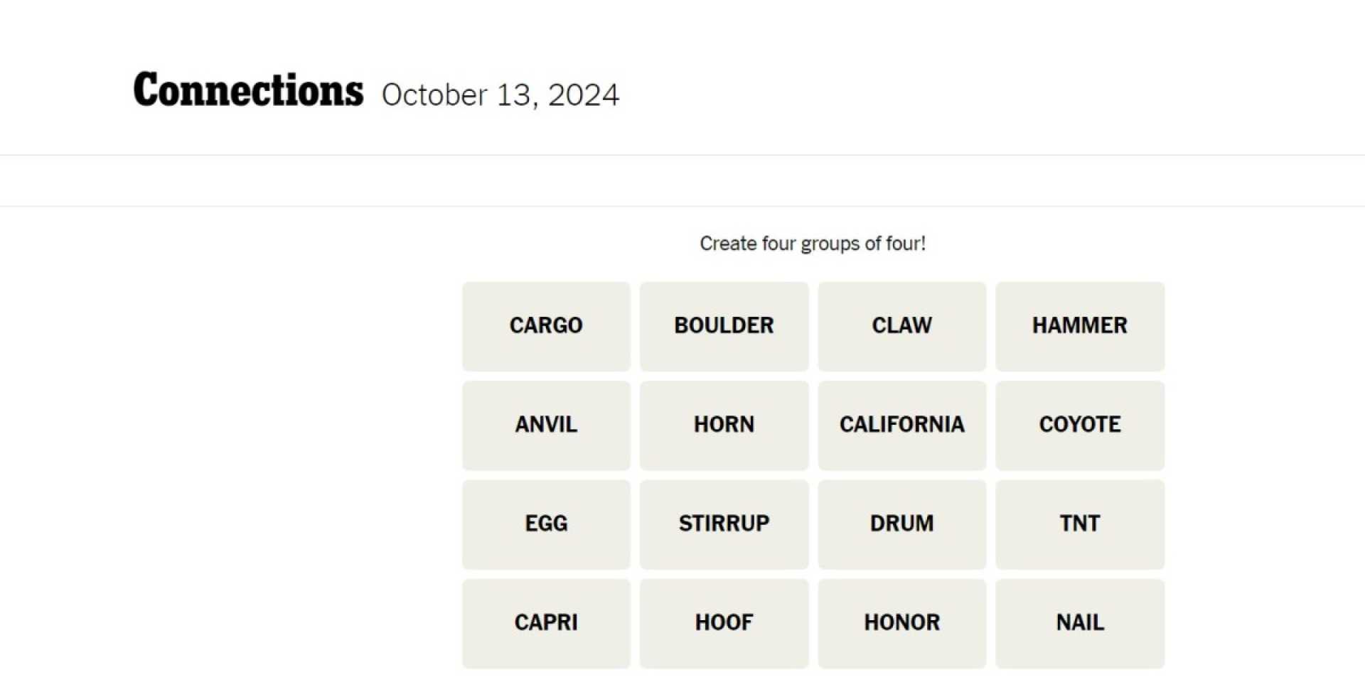 Nyt Connections Puzzle October 13