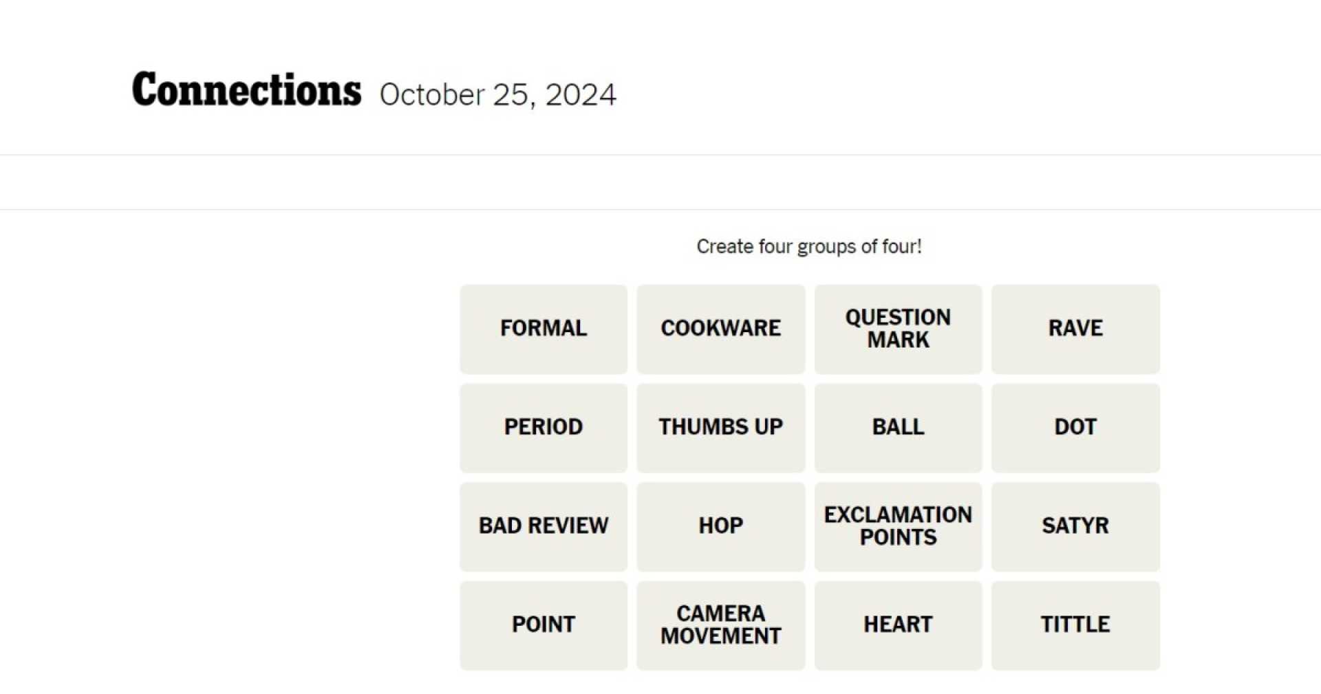 Nyt Connections Puzzle October 25 2024