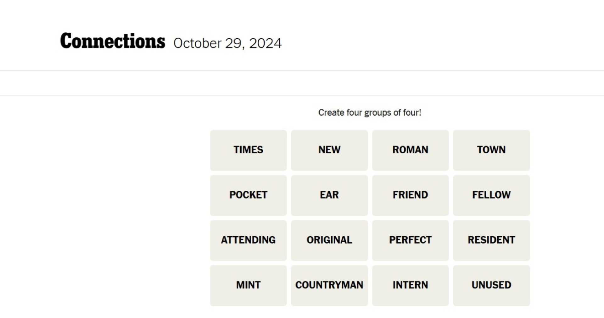 Nyt Connections Puzzle October 29