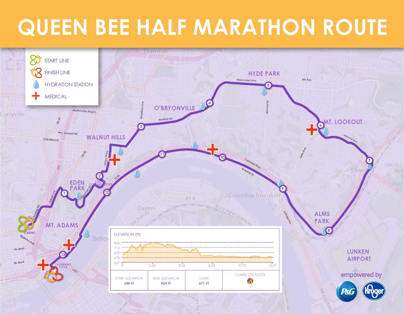 Queen Bee Half Marathon Course Map