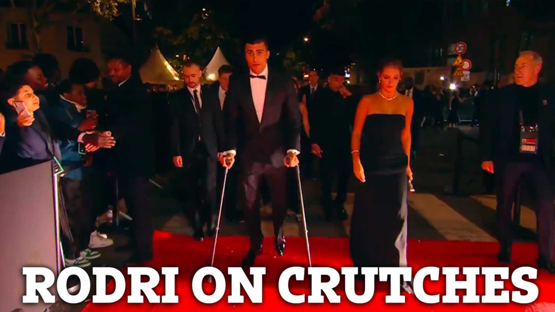 Rodri On Crutches At Ballon D'or Ceremony