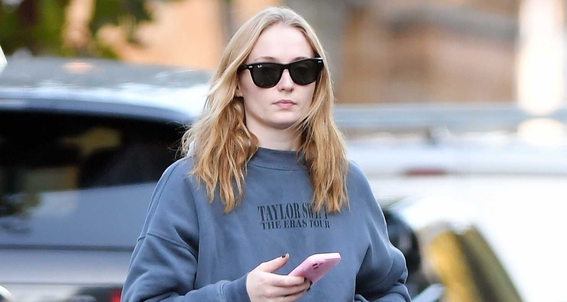 Sophie Turner Wearing Taylor Swift Eras Tour Sweatshirt In London