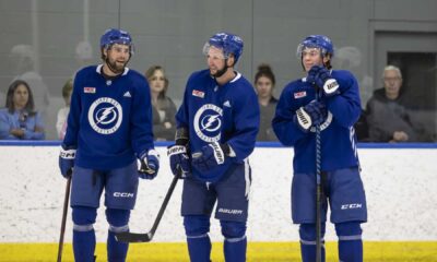 Tampa Bay Lightning Players Practicing Before Carolina Hurricanes Game