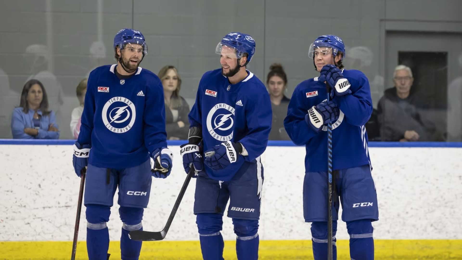 Tampa Bay Lightning Players Practicing Before Carolina Hurricanes Game