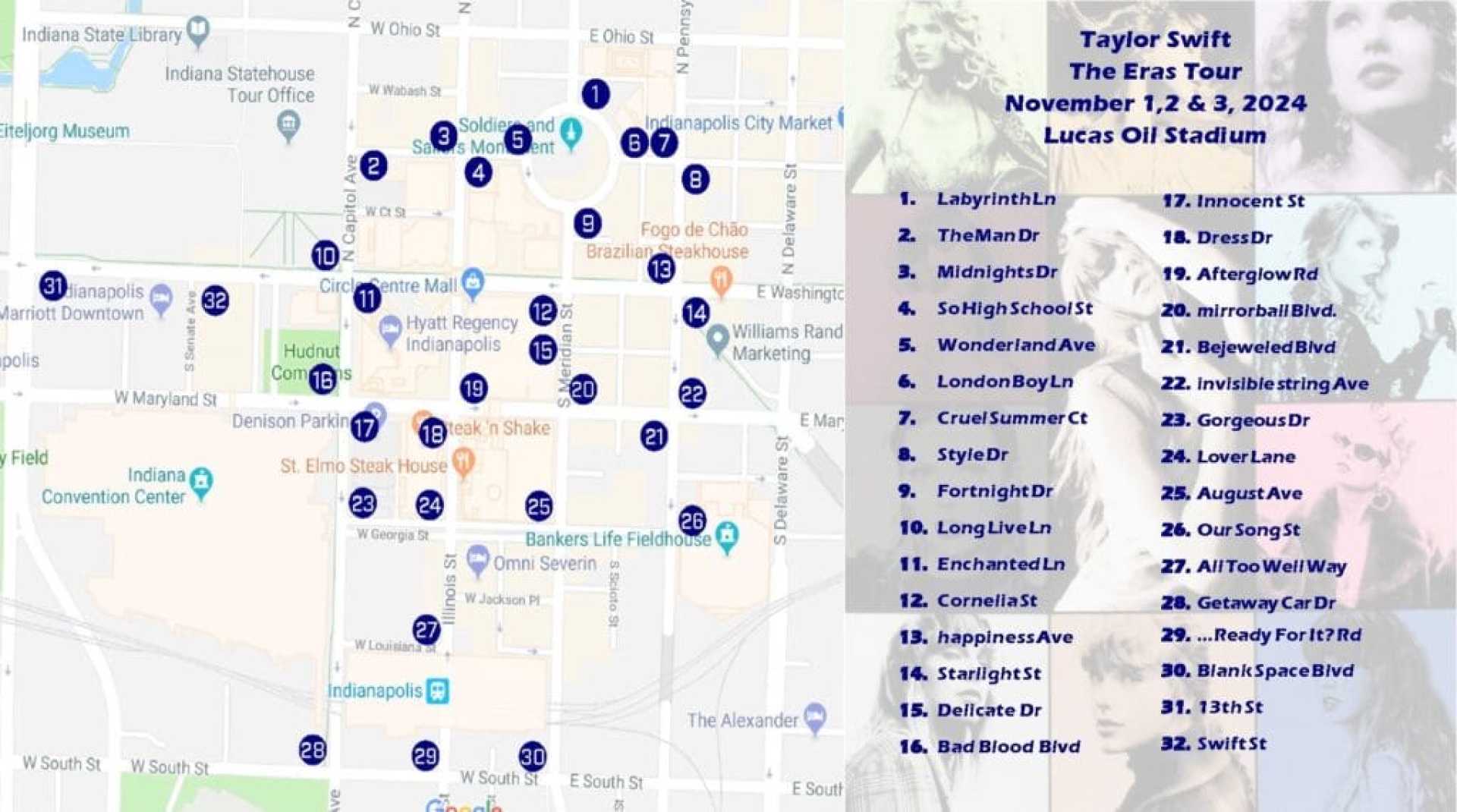 Taylor Swift Eras Tour Indianapolis Road Closures