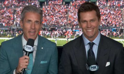 Tom Brady And Kevin Burkhardt In Nfl Broadcast Booth