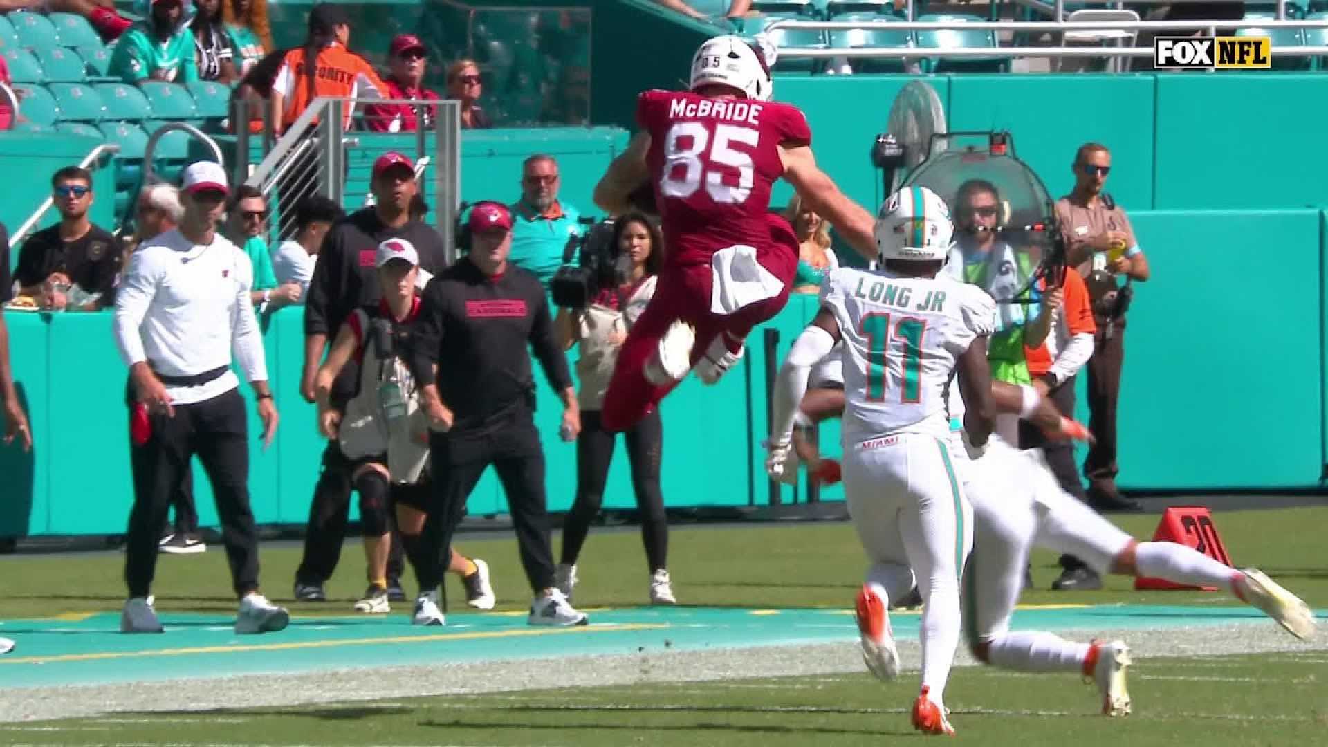 Trey Mcbride Hurdle Against Miami Dolphins